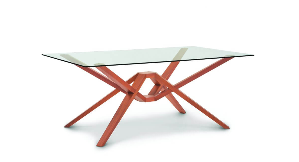 Exeter Glass Top Dining Table in Cherry