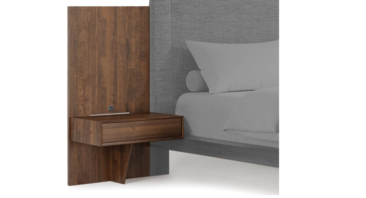 Savoy Attached Nightstand in Walnut