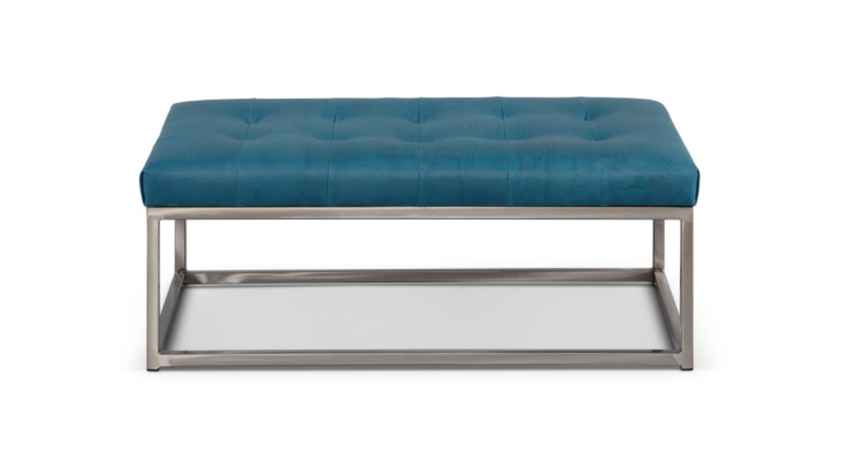 Box Rectangle Ottoman with Metal Base