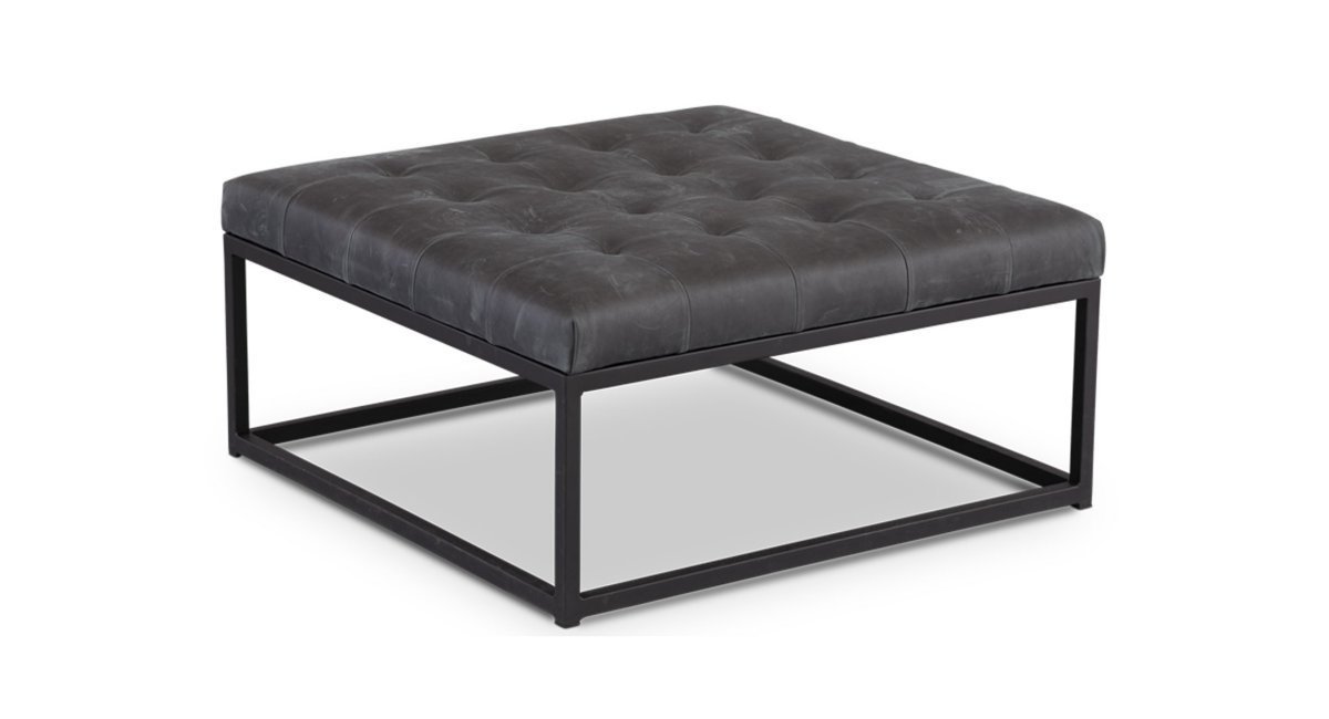 Box Ottoman Square with Metal Base