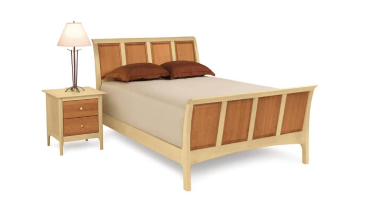 Sarah Sleigh Bed in Cherry and Maple
