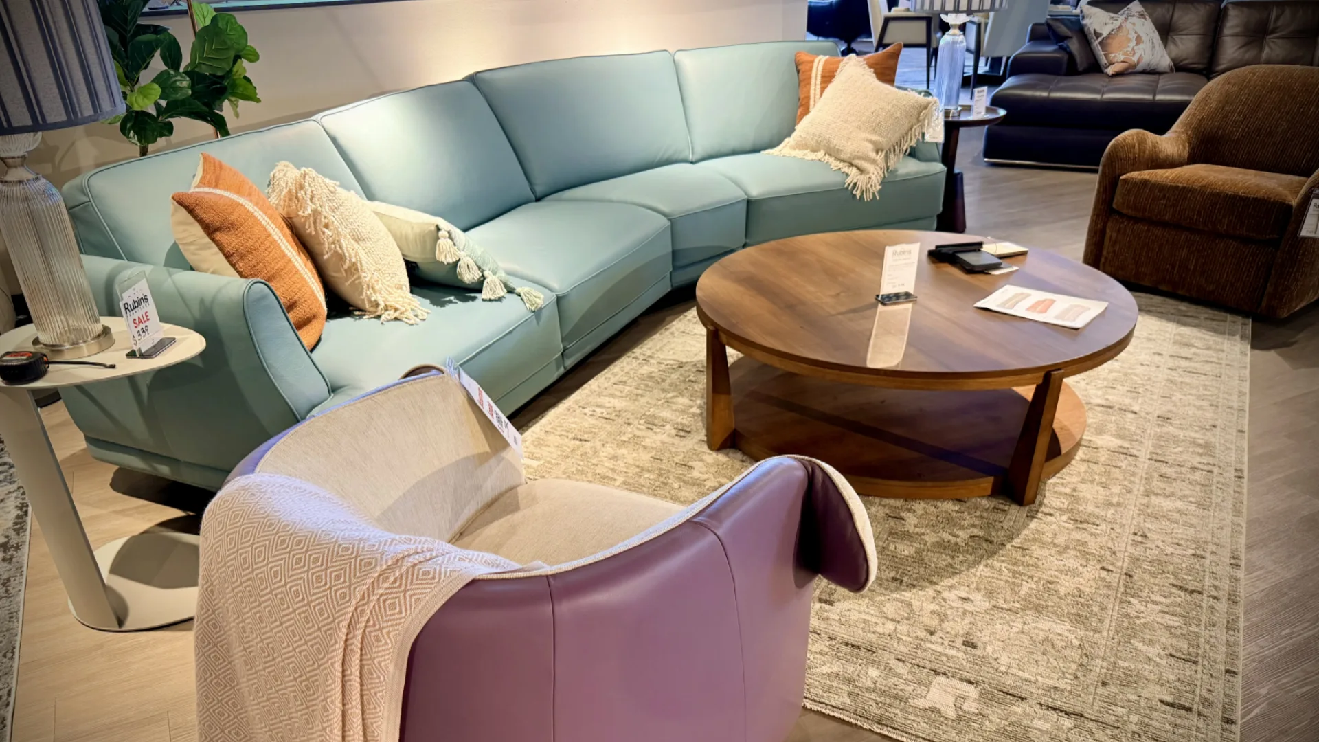 Natuzzi Editions Leather Blue Sectional